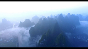 清晨桂林山水航拍全景46秒视频