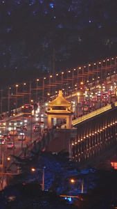 航拍城市桥梁道路交通车流街景夜景灯光素材交通素材视频