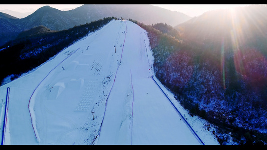 神农架滑雪场日光航拍视频