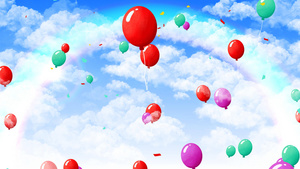 4K气球卡通儿童飘起背景素材30秒视频