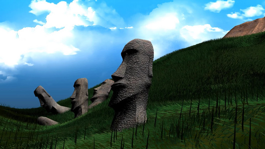 复活节岛雕像的艺术娱乐视频