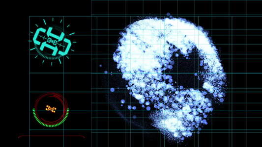 3d全息数据仪表操作台动画元素视频