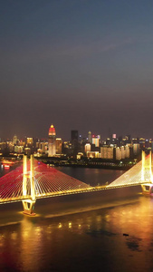 航拍城市献礼建党100周年武汉长江二桥灯光秀表演素材生日演出视频