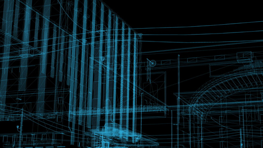 工业建筑线框架模型视频