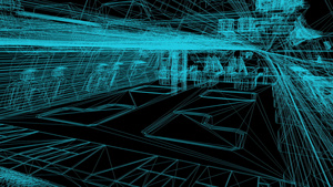 3d 工业建筑的线框架模型17秒视频