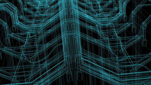 3d交接工业建筑电线框架模型视频