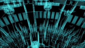 3d  工业建筑的电线框架模型17秒视频