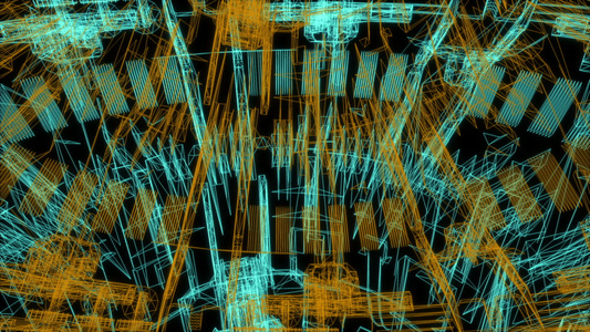 3d   工业建筑的电线框架模型视频