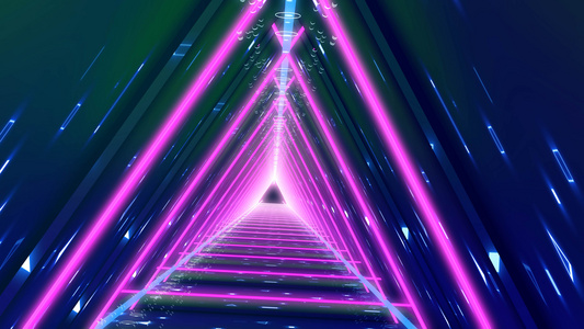 旋转发光三角形隧道穿梭视频