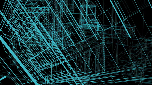 3d   工业建筑的电线框架模型视频
