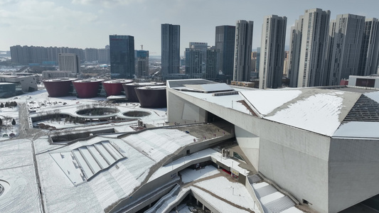 太原城市雪景航拍视频