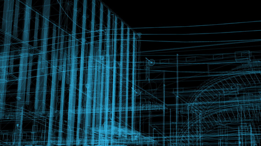 3Gaff 工业建筑的电线框架模型视频