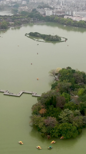 航拍惠州西湖点翠洲旅游景点35秒视频