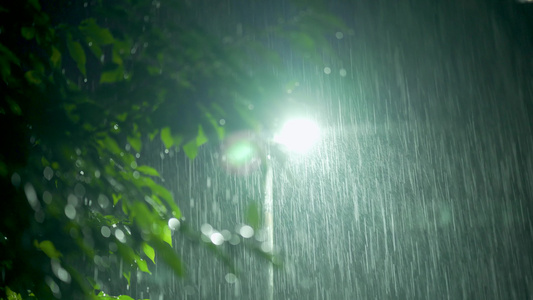 4k夏日夜晚暴雨夜雨下雨空镜视频