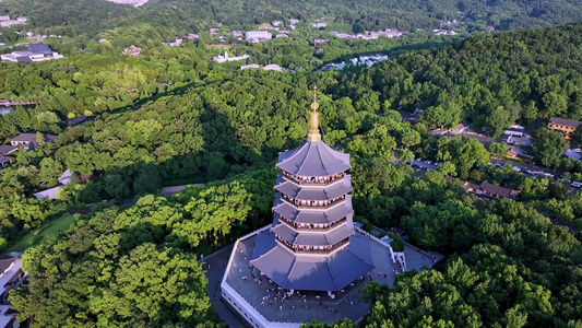 中国杭州西湖雷峰塔视频