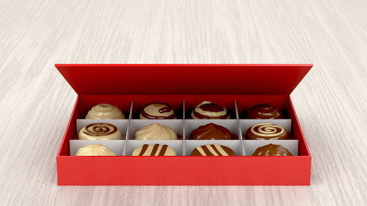 带有巧克力糖果的礼品盒视频