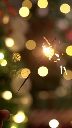 圣诞节点燃烟花圣诞夜24秒视频