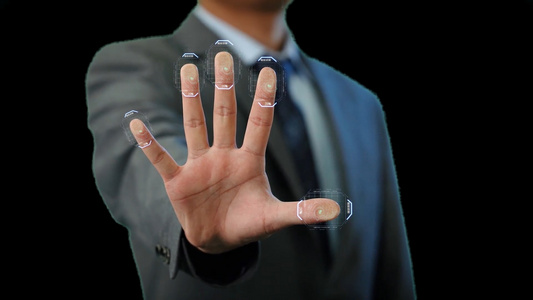 指纹手指实景合成科技片头视频