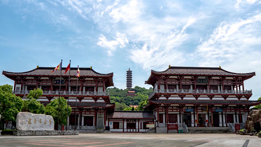 4K实拍湖南岳阳圣安古寺4A景区延时摄影视频