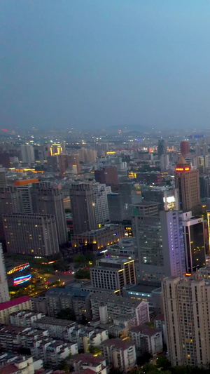 航拍南京新街口商圈cbd夜景建筑群38秒视频
