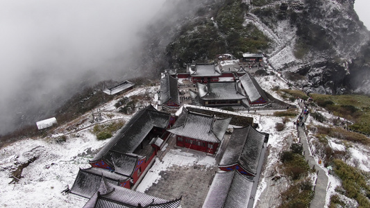 贵州梵净山5A景区雪景航拍[旅游点]视频