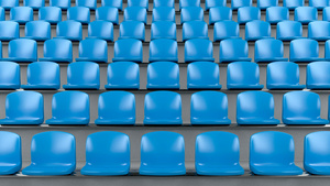 体育场的蓝色塑料座位10秒视频