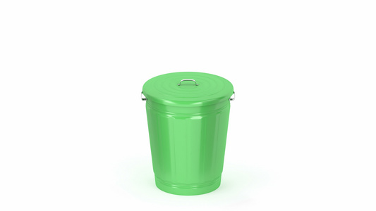 三维模型绿色垃圾桶视频