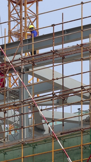 建筑工地施工安全实拍素材安全设施33秒视频