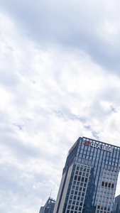 移动延时杭州CBD钱江新城商务楼城市风貌全景实拍蓝天白云视频