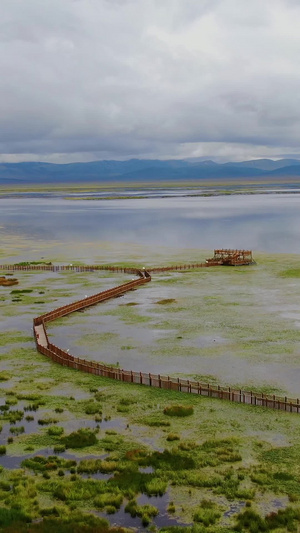 甘南旅游景点尕海湖旅游景区航拍视频大自然94秒视频