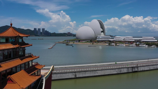 珠海大剧院日月贝地标建筑视频