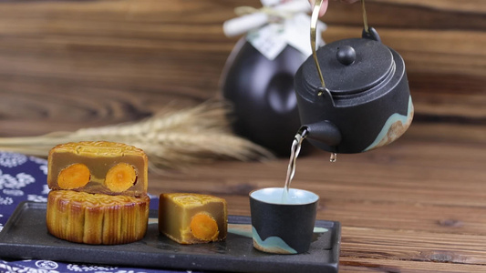 中秋节月饼 中国传统茶文化视频
