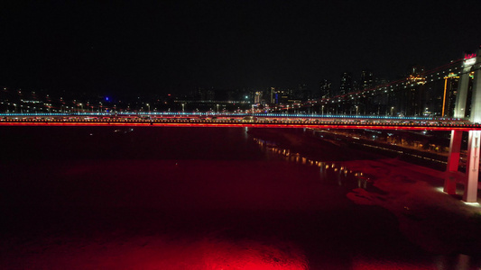 航拍夜景重庆鹅公岩大桥视频