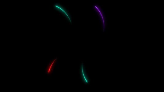 所有彩虹箭头的抽象运动光亮在黑屏上向外移动视频