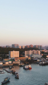 航拍广东惠州海边小渔村自然风光城市素材城市地标视频