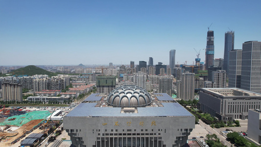 山东省博物馆城市建筑地标航拍 视频