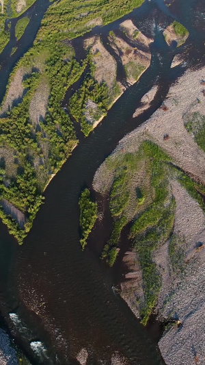 航拍夏季伊犁草原河谷湿地河流视频大自然59秒视频