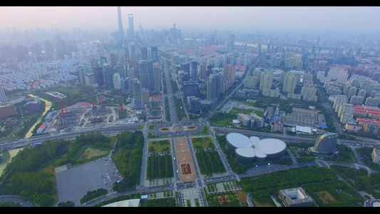 上海世纪大道陆家嘴航拍视频