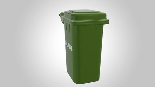 垃圾收集器是一个绿色容器玻璃垃圾分类单独的废物收集视频
