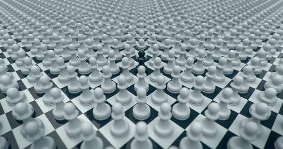 从一个独特的黑象棋拼图中放大3D动画和阿尔法蒙面视频