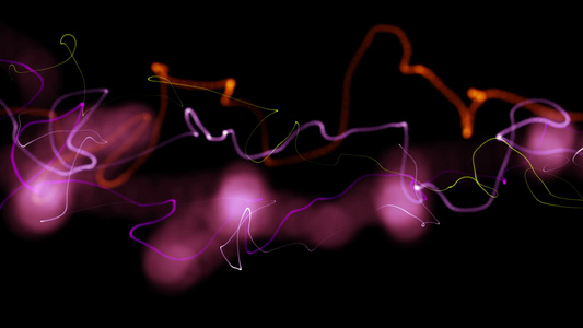 3d 扭曲粒子串和光耀斑的背景视频