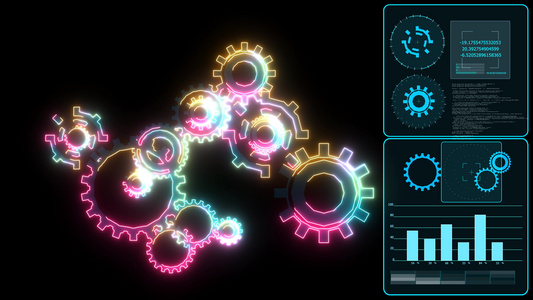 未来数字热力学齿轮纳米技术图形无限强大的能量和分析视频