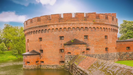 古老的电影城堡在俄罗斯的加里宁格勒视频