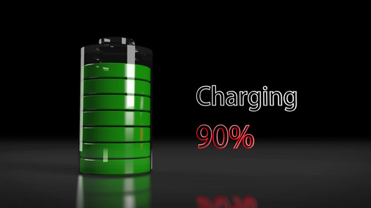 电池充电和放电可循环3d动画视频