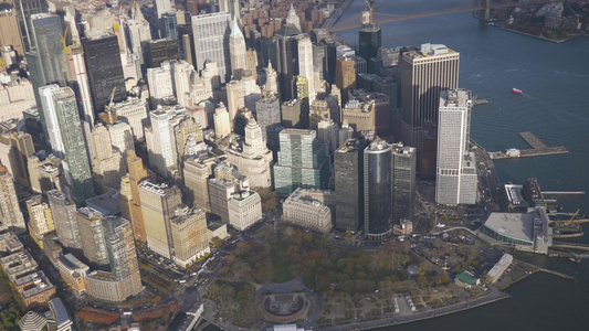 下曼哈顿和电池公园空中观察纽约州纽约市美国联合州视频