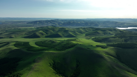 航拍夏日大兴安岭丘陵山地风景视频