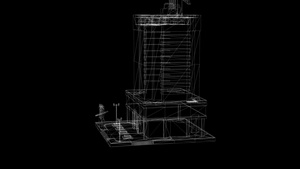 抽象建筑房屋计划蓝图建筑物框架模型20秒视频