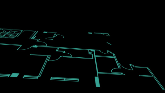 抽象建筑结构背景:房屋计划蓝图和建筑物的电线框架模型视频