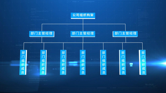 蓝色科技感三维信息组织框架ae模板视频