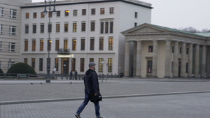 在柏林的勃兰登堡门附近行走的人13秒视频